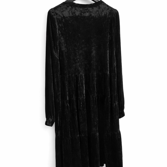 Madison Park Black Velour Long Sleeve Dress Size Small - Picture 6 of 7